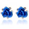 Women's Fashion Rose Flower Ear Studs Rhinestone Inlaid Earrings Jewelry Gift