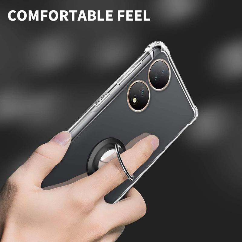 Ring Stand Holder Case For VIVO Y100 Y97 Y95 Y93 Y91 Y85 Y79 Y78 Y77 Y76 Y74 Y75 Holder Bracket Shockproof Transparent Soft Silicone Phone Back Cover