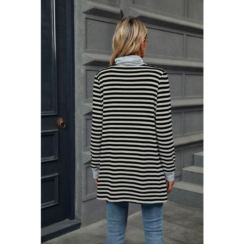 YYFS Dam Mode Casual Vår Höst Randigt Tryck Långärmad O-Hals Blusar & Skjortor