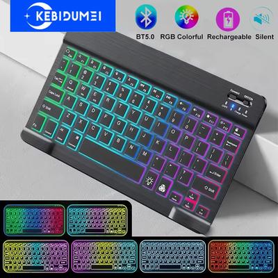 Mini Backlit RGB 10inch Bluetooth Keyboard 2.4G Wireless Keyboard Rechargeable For Tablet Cell Phone Windows Android iPad Keyboard