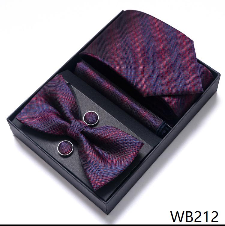 Men'S Business Dress Party Tie Gift Box Fashion Tie Square Scarf Combination Set Tie Bow Tie Set