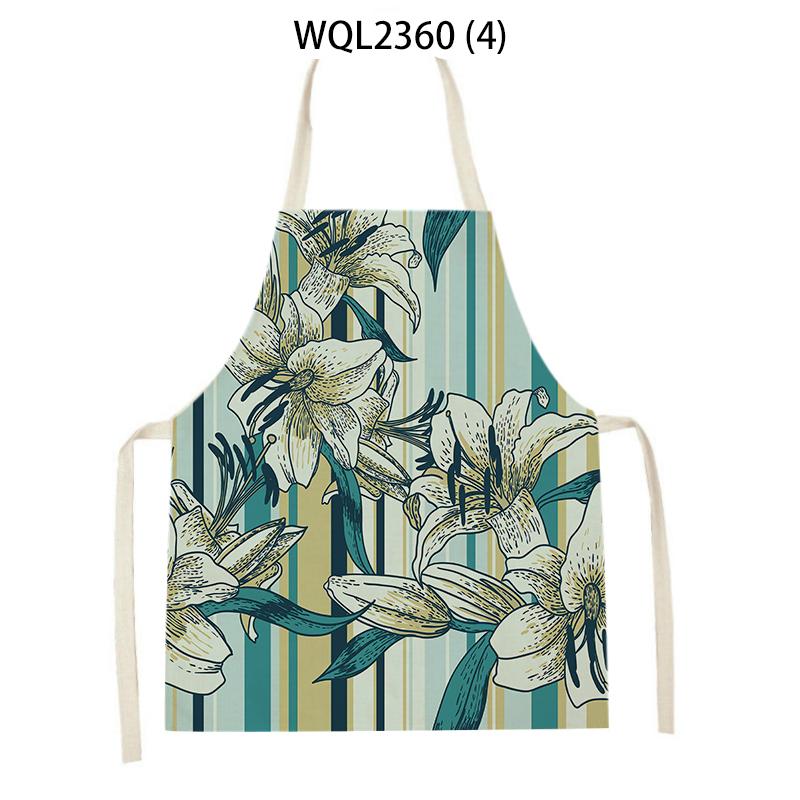 Flowers Pattern Kitchen Sleeveless Aprons Linen Bib Household Men Women Antifouling Clean Cooking Baking Waist Bib