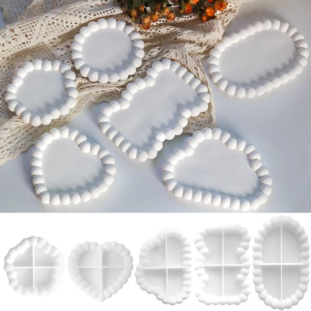 Round Flower Cloud Heart Shape Storage Tray Silicone Mold Bubble Gypsum Mold  Holiday Decoration