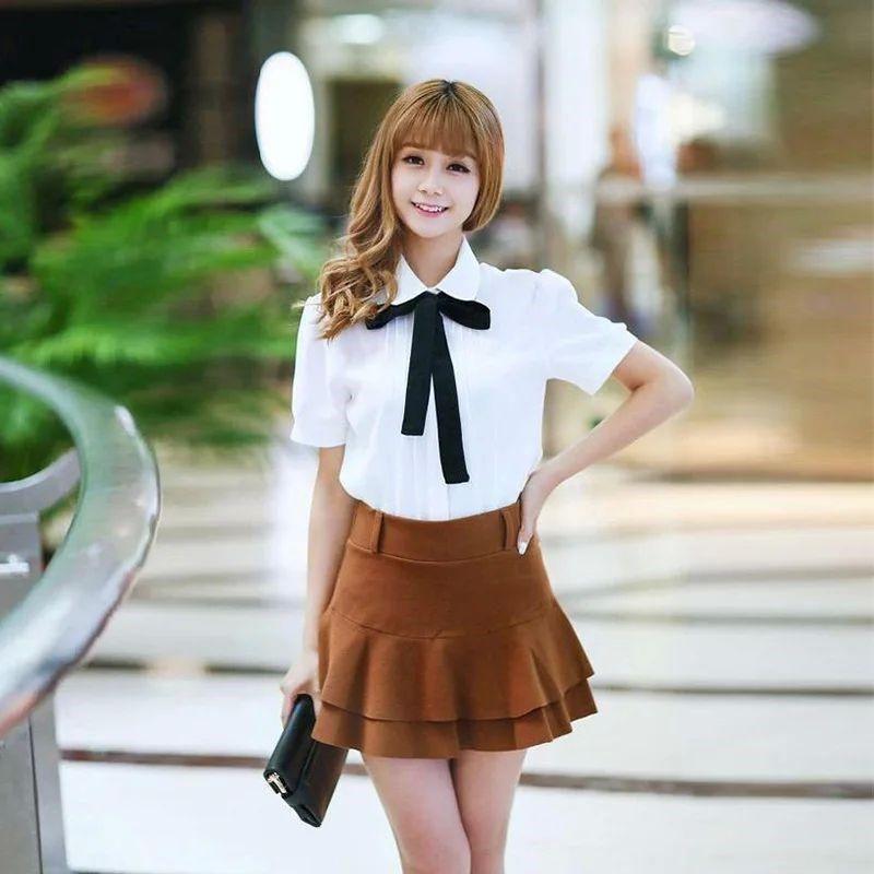 

White Blouses Chiffon Peter Peter Pan Collar Casual Shirt La ZJ852DWS S