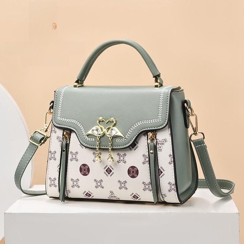 Fashion Pvc Small Square Bag With Rhinestone Swan Decoration And Printed Design For Casual Daily Use