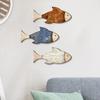 3 Pcs Rustic Wood Fish Wall Art Beach Nautical Wall Hanging Decor Ocean Fish Wall Sculpture for Home Bathroom Living Room