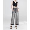 Cold Gray Nine-point Wide-leg Jeans for Women In Summer New Loose Slim Pants Small Straight Pants