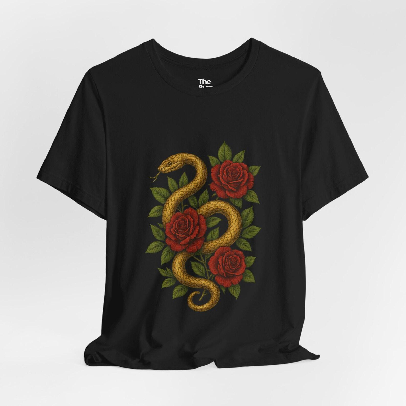 Snake and Roses Tattoo Shirt | Gothic Floral Tee 3XL