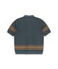 Sun Love Border Crochet Knit Polo Navy