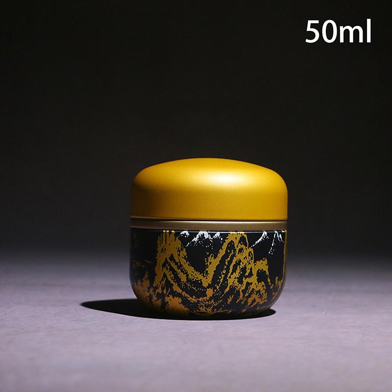 Mini Exquisite Prints Tea Tin Double Cover Tea Storage Container Portable Chinese Style Tea Can Universal Home Kandy Spices Can
