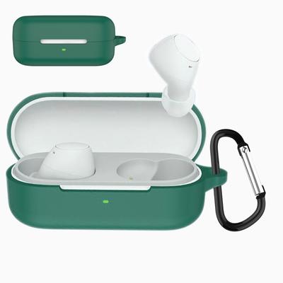 JXRICH Case for Sony Silicone Case with Full and Charging Feature WF-C510, Drop-Resistant, Scratch-Resistant Carabiner, Protection, (Green)