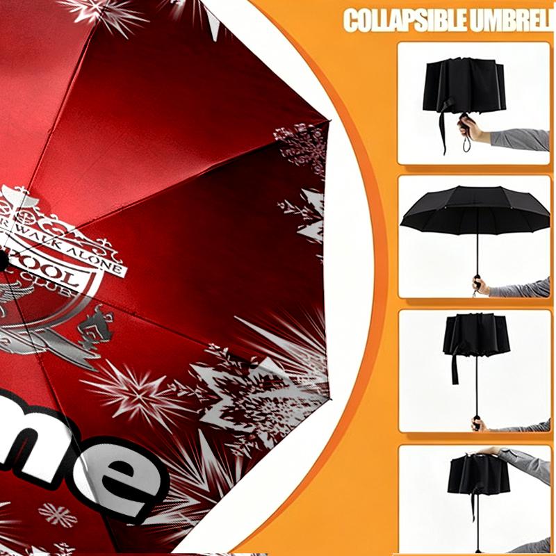 Custom Name Personalized Liverpool F.C Print Umbrella, Auto Open Close, 8‑Rib Sturdy Frame, Commute Camping Hiking Use, Birthday Gift