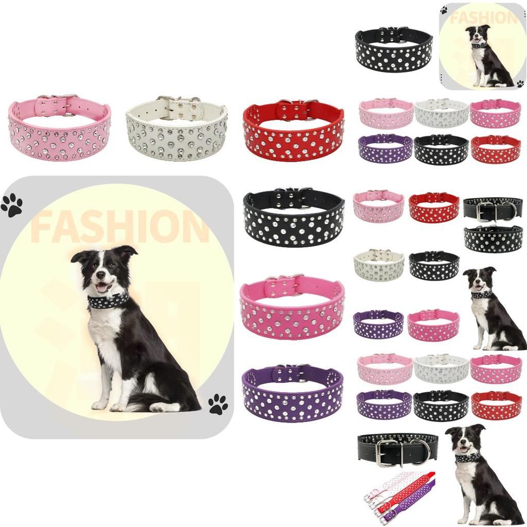 Expandable Pet Collar Chain With Gorgeous Rhinestone Design Various Colors Available