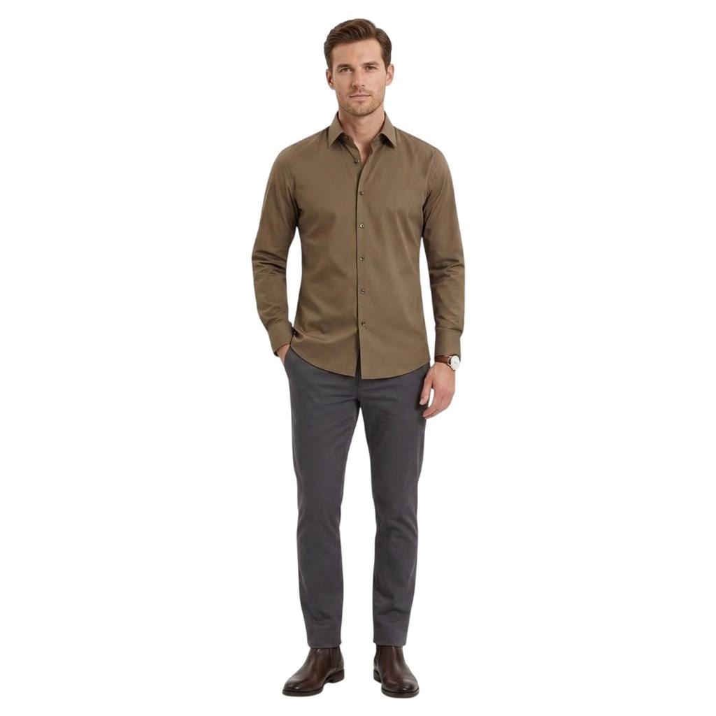BOSS Mens Plain Oxford Long-Sleeved Shirt