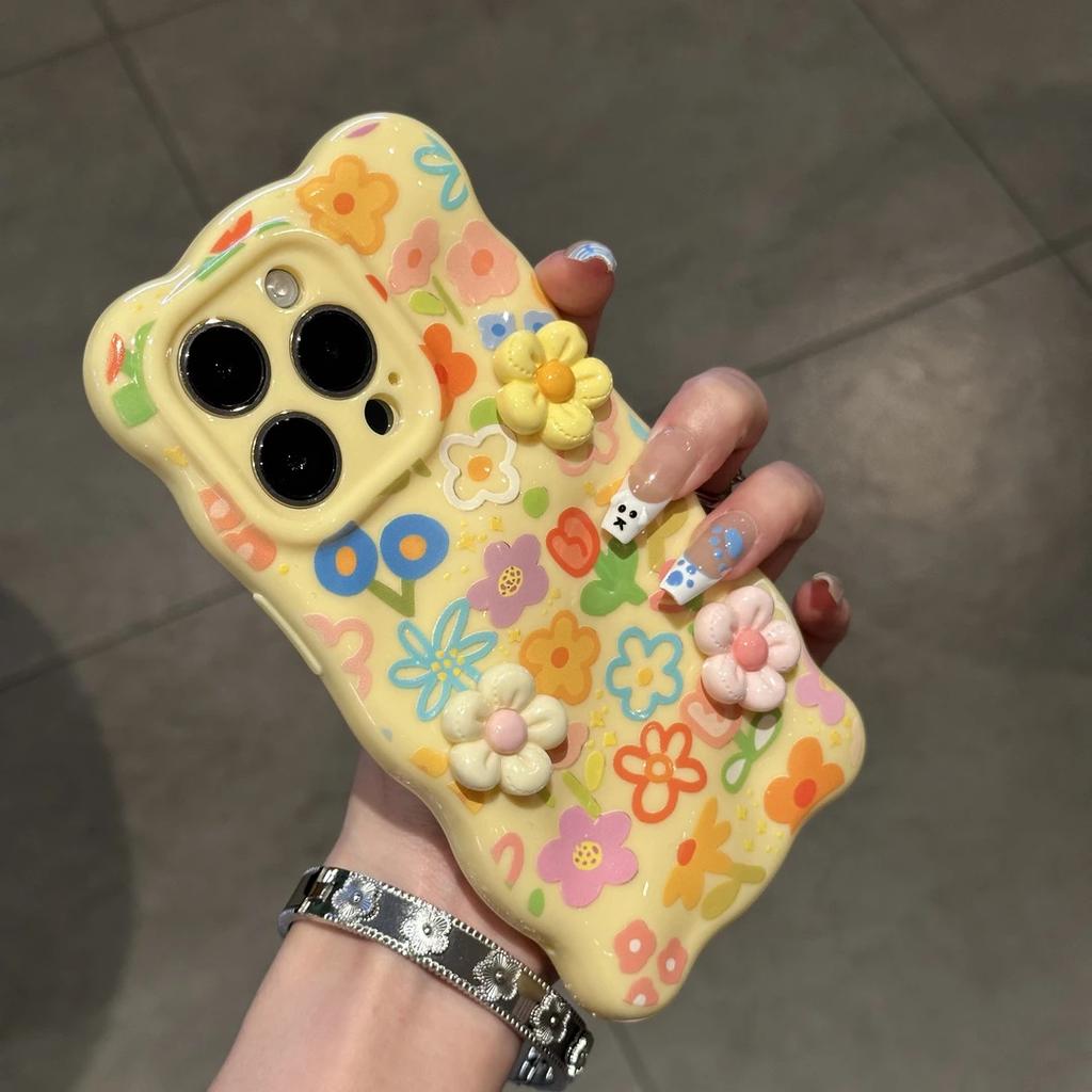 Colored Dopamine Flowers for Apple iPhone17 Mobile Phone Case 16Pro Wave Clouds 14/15 Fine Holes 13
