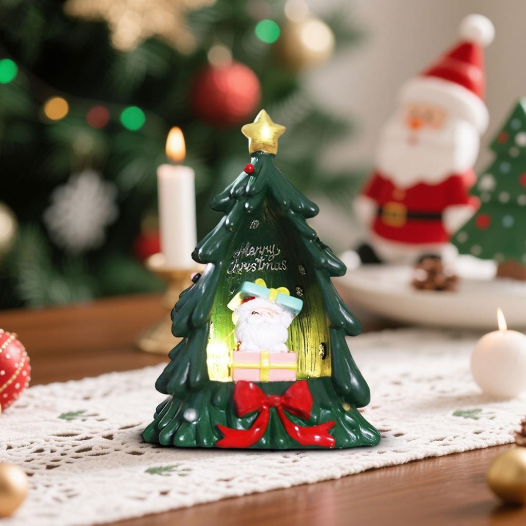 Miniature Resin Christmas Tree Desktop Ornament, 3D Christmas Tree Creative Desktop Ornament, Christmas Light-up Ornament