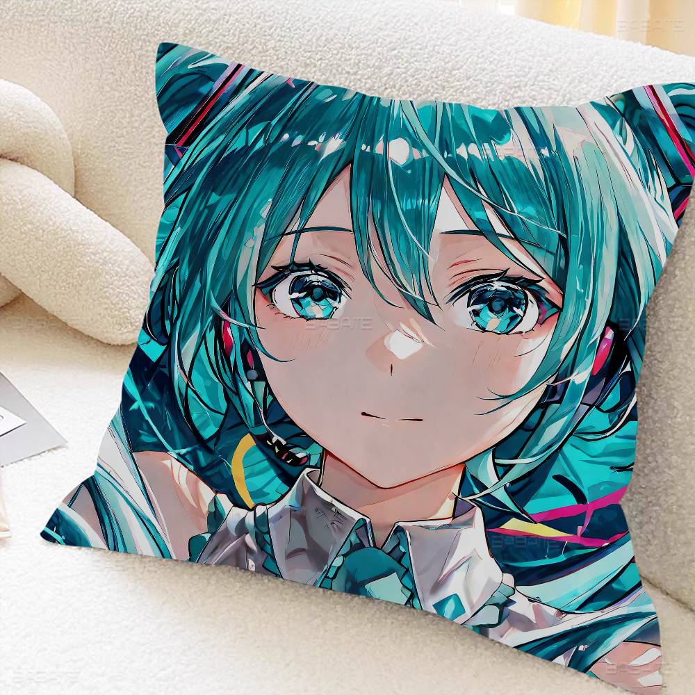 Anime H-Hatsunes M-Miku Stitch Lucky Dragon Pillow Cover Sofa Cushion Cover Home Room Decoration Children Gift