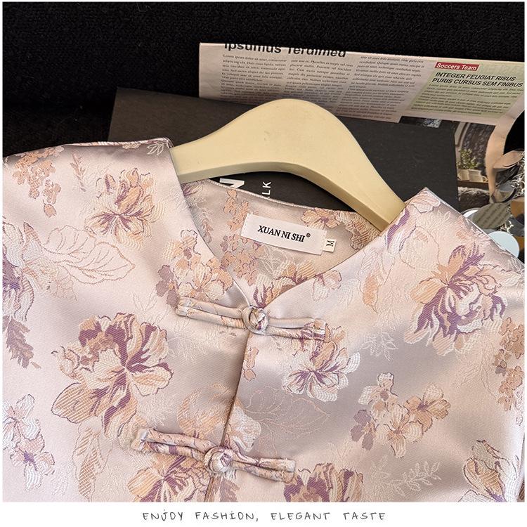 Silk Anti-Aging Plus Size Spring Jacket for Middle-Aged Women - Chinese Old Money Jacquard Style