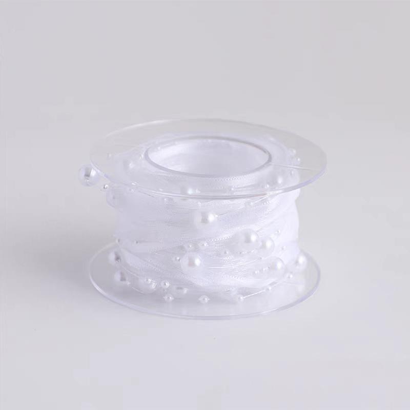 5 Yards/Rolle Künstliches Perlenband Garn Perlenkette Perlen Spitze Verzierungen für Hochzeitsfeier Blumendekoration DIY Zubehör