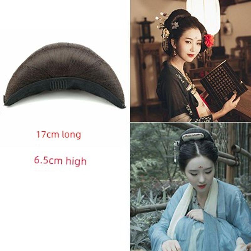 

Hair Bag Photo Studio Vintage Costume Shape Han Dynasty Universal Studio Fake Fairy Horn Chignon Coiled Hair Glossy Curved Moon Horn Brown Crescent bag 17cm