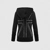 Damen Streetwear Hoodie Mit Strass-Kreuz-Design Reißverschluss Vorne Lässiges Langarm-Sweatshirt