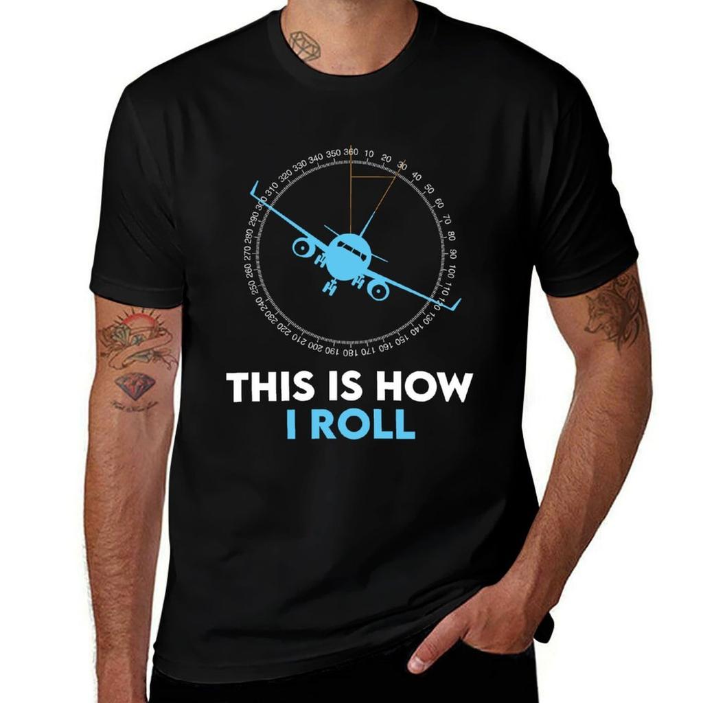 Funny Pilot Gift This Is How I Roll Airplane Aviation Aircraft Flight School TShirt Retro Graphic Print TShirt