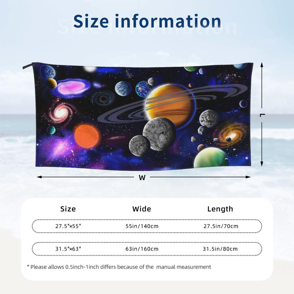 Solar System Space Planets Universe Beach Towel Soft Microfiber Quick Dry Absorbent Quick Towels For Bath