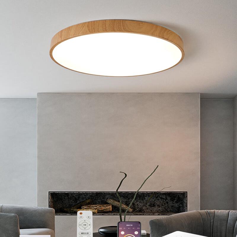 Minimalist Wood Grain LED Ceiling Lamp