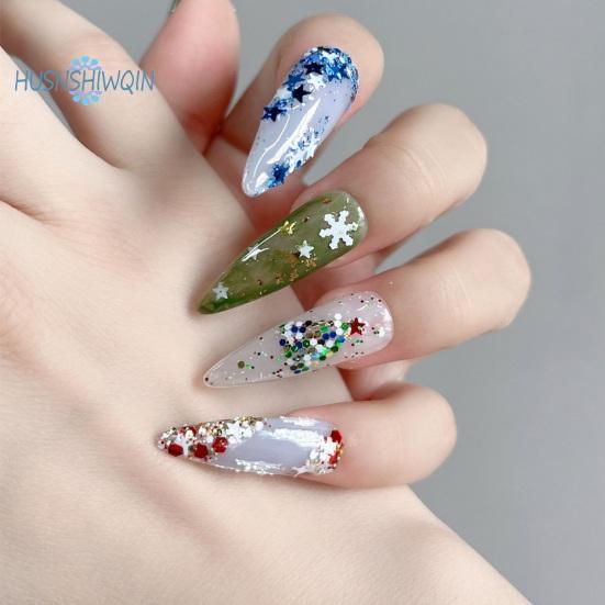 1 Box Christmas Nail Glitter Sequins Snowflake Pentagram Pattern Irregular Shape Festive Manicure Accessories