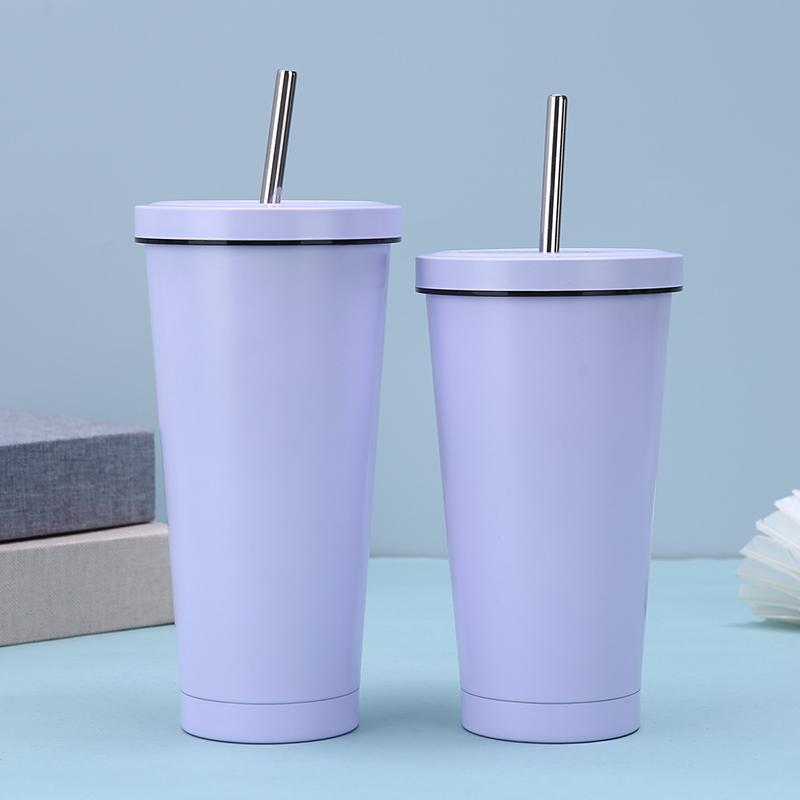 Vacuum Straw Cup with Handle – Stainless Steel Double Insulation Cup with Lid Portable Travel Mug for Outdoor Activities