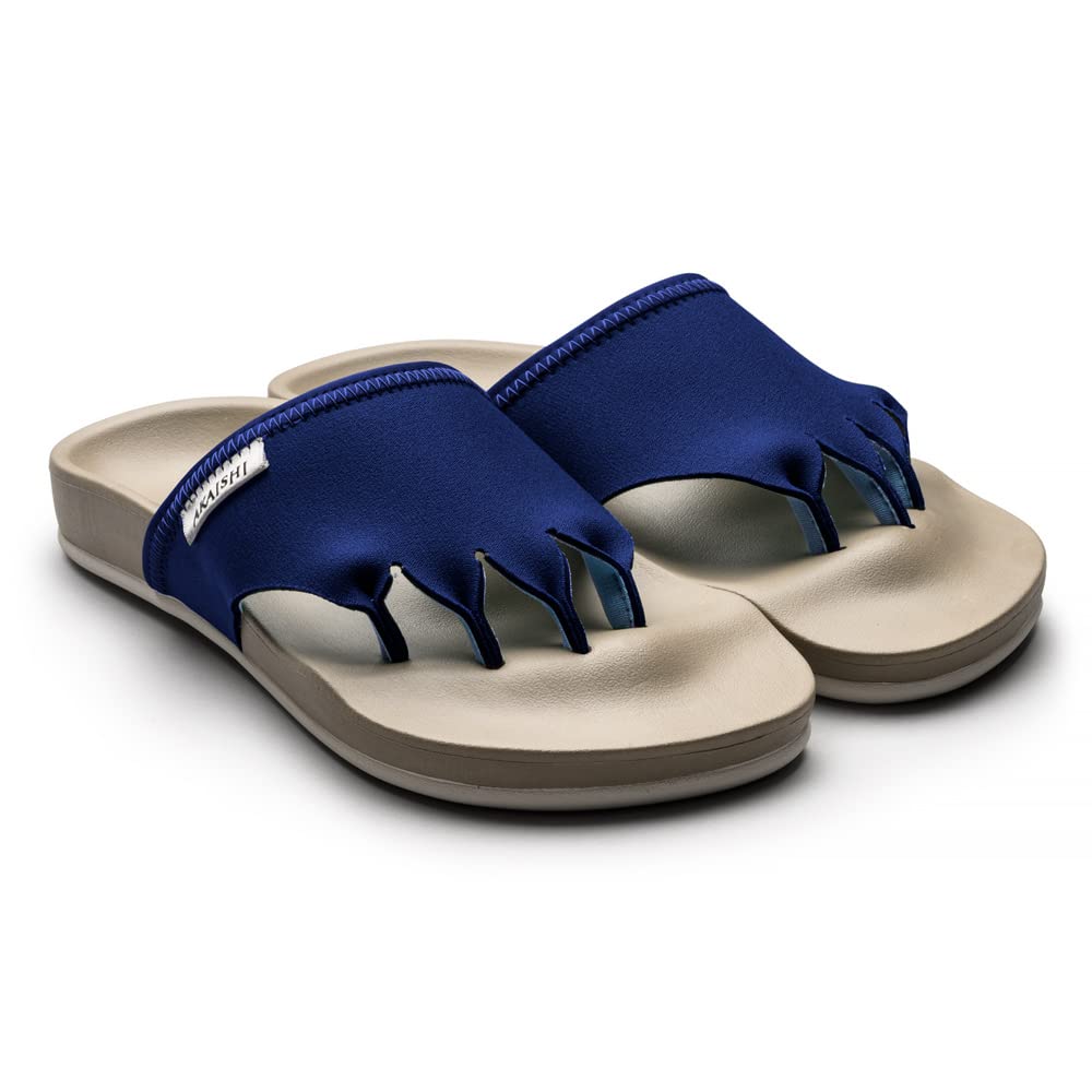 AKAISHI Official Arch Fitter 610 Exercise Room Sandals Room Indoor Use Five-Toe (M (23.0cm-23.5cm)), Navy, Women's Shoes,