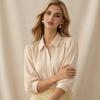 Women Shirt Lapel 46085 Puff Sleeves Button Placket Striped Print Summer Shirt Loose Fit