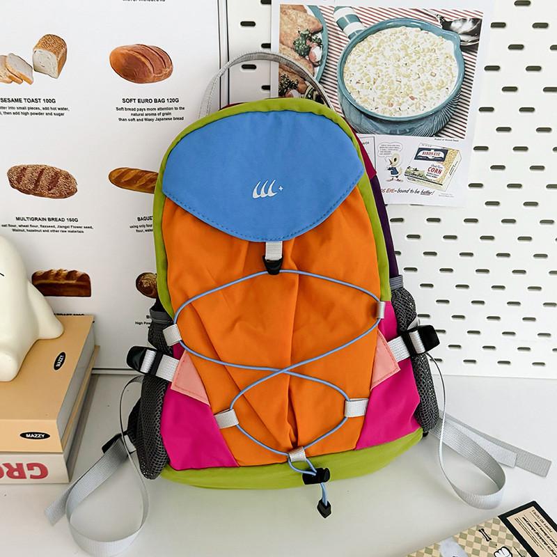 Unisex Orange Outdoor Hiking Backpack Trendy Nylon Stylish Camp Bag For Teens StyleB