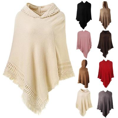 Mantella con cappuccio casual con nappa tinta unita da donna alla moda