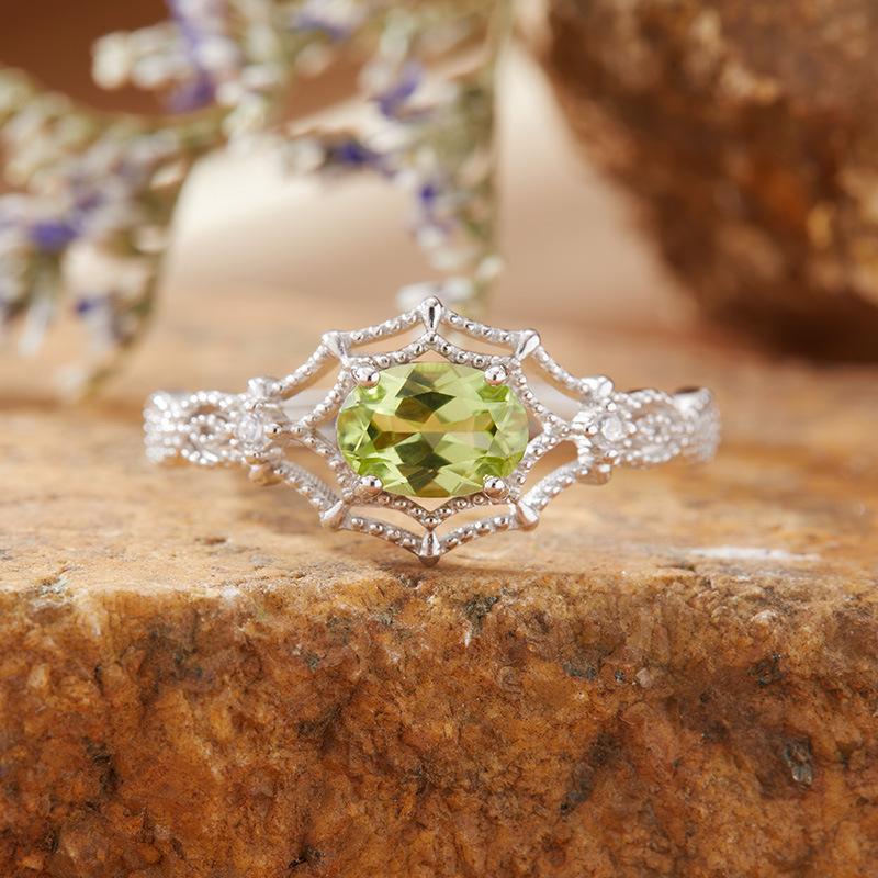 Natural Amethyst Citrine Colored Treasure Ring Women'S S925 Sterling Silver Index Finger Ring Xiaohongshu Earrings