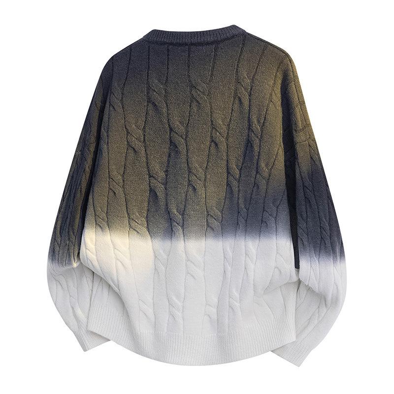 Pullovers Long Sleeves Sweaters Unisex Sweater Paragraph Autumn and Winter Gradient Colour Tops Couples Loose Pullover Round Neck Bottoming Knit Shirt