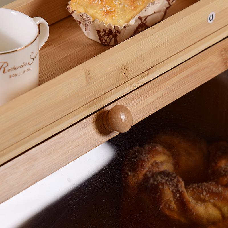 Double-Layer Bamboo Bread and Cake Storage Box with Flip-Top Lid