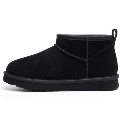Fashion Kidmi Damenstiefel Echtes Wildleder Mini-Stiefel für Damen Winter Fuzzy Schneestiefel Kurzer Knöchelstiefel Pelzfutter Schneestiefel Damenschuhe