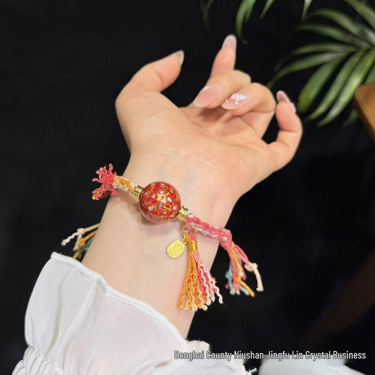Chinese Lacquer Bead Bracelet: Handmade, National Trend, Versatile Light Luxury Fashion Accessory