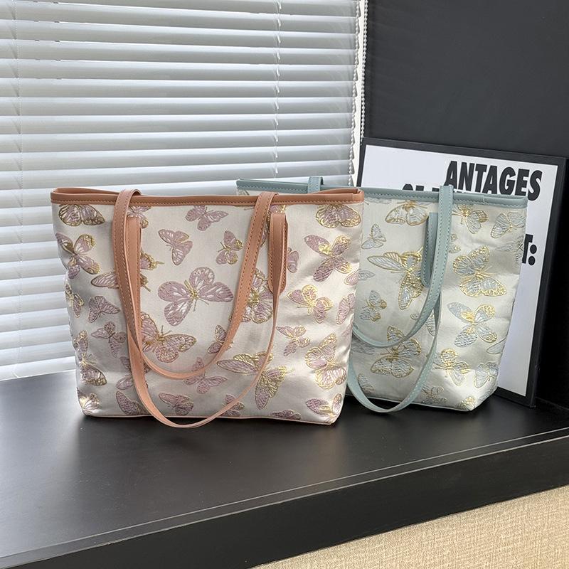 Chinese Butterfly PU Leather Shoulder Bag For Women Large Capacity Underarm Purse Elegant Casual Satchel Handbag KTY