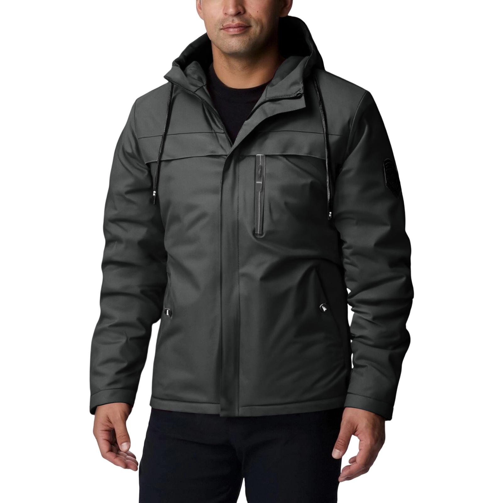 

Men s Casual Solid-color Hooded Zipper Jacket, Men s Three-proof Lightweight Jacket, Windbreaker XXXL чорний