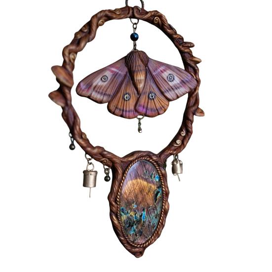 Handcrafted Moth Hanging Decoration Metal Elf Wall Hanging Sculpture Nature Inspired Artistic Pendant for Home Door Window Decor