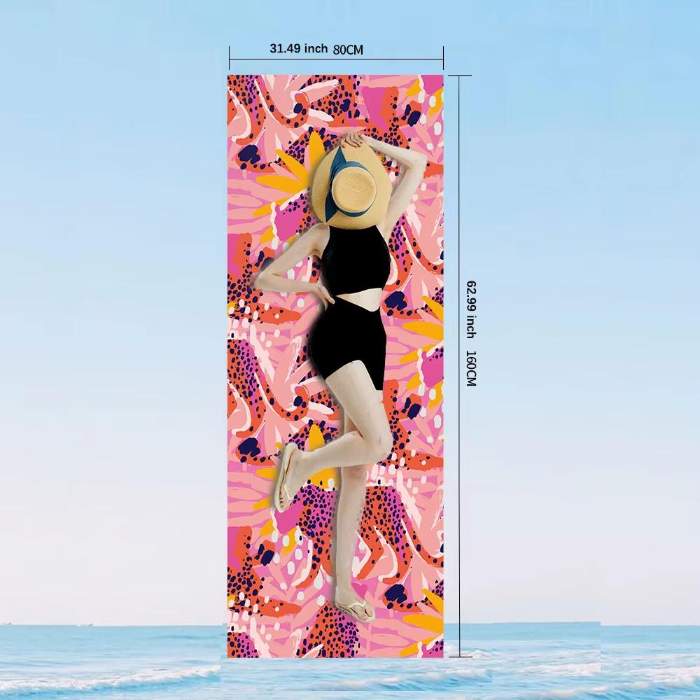Vibrant Pink Leopard Beach Towel Flat Print Tropical Cheetah Microfiber Bath Towel for Summer Travel Pool Camping Yoga Gift