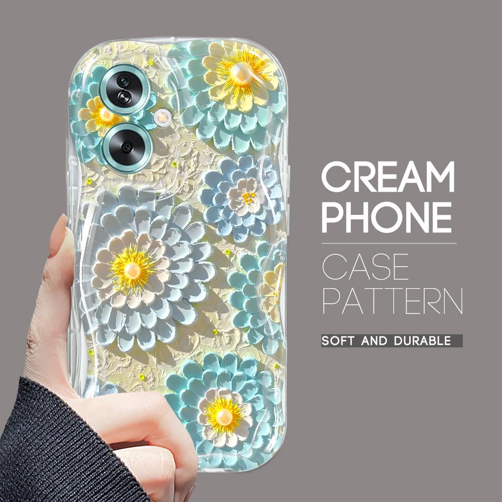 Roztomilý kreslený vzor s krémovou texturou Pouzdro s vlnitým okrajem, měkký silikonový kryt, pouzdro na telefon OPPO Reno Realme