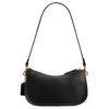 Coach Borsa a tracolla Waverly 24 con chiusura a doppio giro in pelle a grana naturale, taglia media da donna, colore nero CDZ20-B4BK