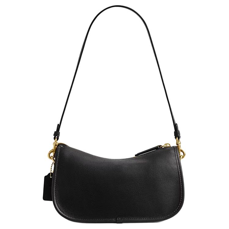 Coach Borsa a tracolla Waverly 24 con chiusura a doppio giro in pelle a grana naturale, taglia media da donna, colore nero CDZ20-B4BK