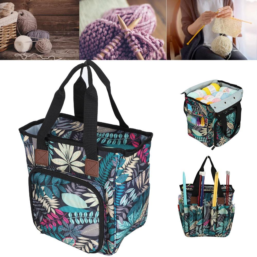 Portable Design Knitting Tote Bag Large Capacity Crochet Organizer Bag For Crocheter