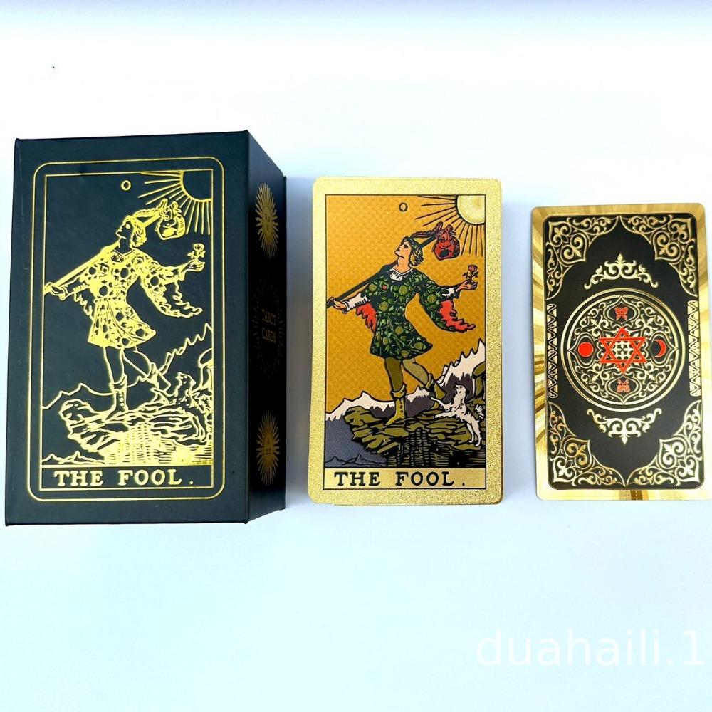 Pachet Tarot Hexagramă Aur Negru 12*7cm Rider Folie Aurie – 78 Cărți Tarot Impermeabile Rezistente la Zgârieturi În Cutie Rigidă de Cadou
