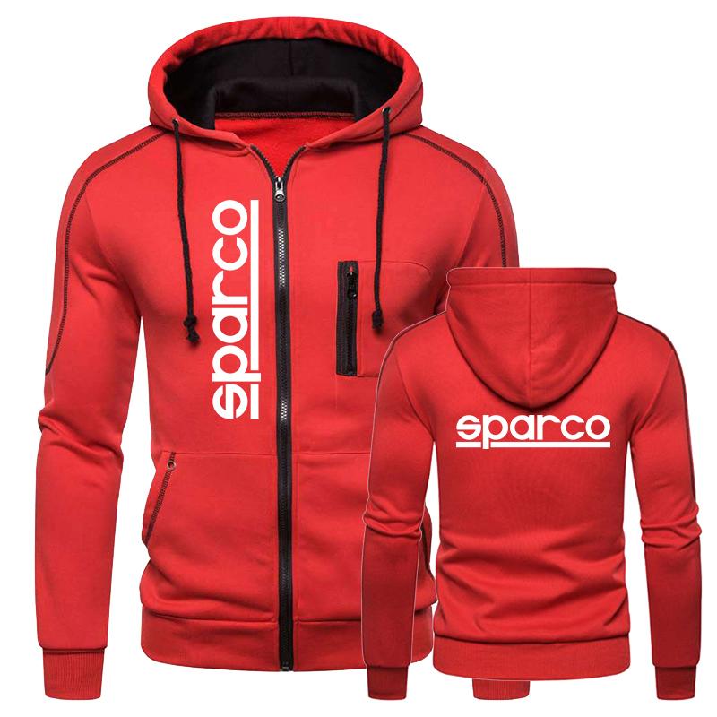 2022 Men's Fashion Sparco Print Hooded Outerwear Sport Zipper Hoodies Multi-zip Slim Hooded Jacket Casual Long Sleeve Sweatshirts