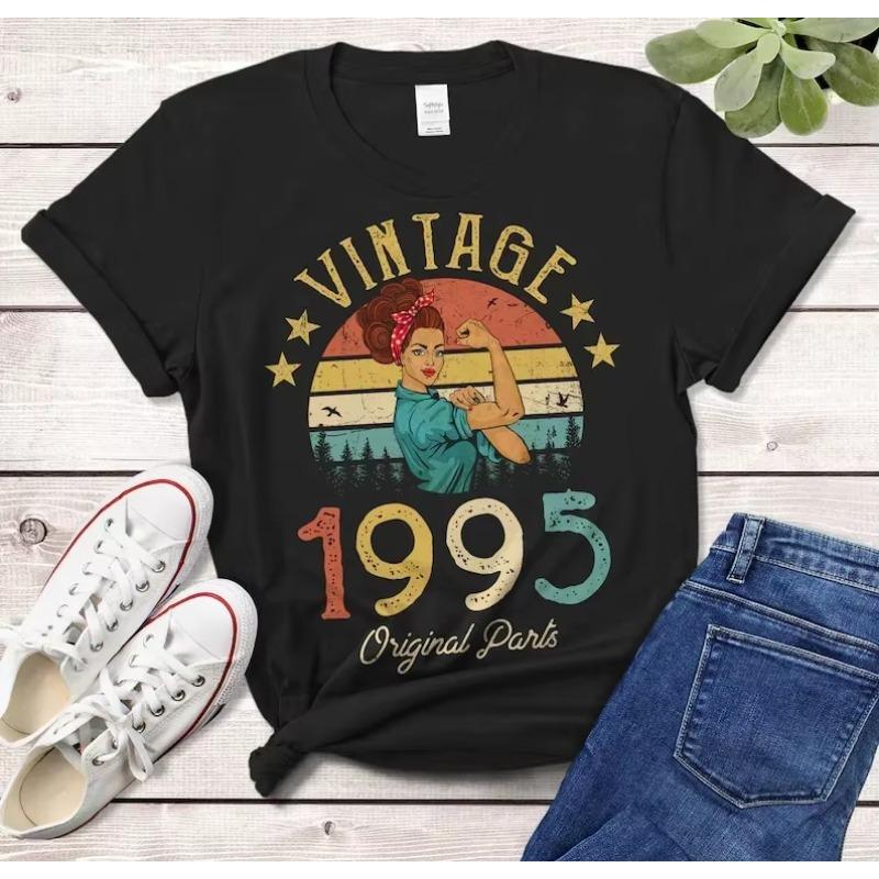 1995 Cotton TShirt Made in 1995 29th Birthday Years Old Gift for Girl Wife Mom Trending Shortsleev Female Clothing Unisex